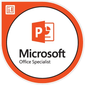 Microsoft Office Specialist: PowerPoint Associate (Office 2019) issued badge.