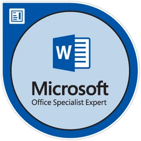 Microsoft Office Specialist: Microsoft Word Expert (Office 2019) issued badge.