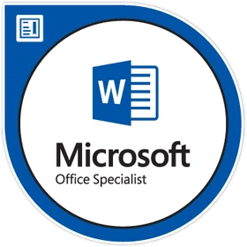 Microsoft Office Specialist: Word Associate (Office 2019) issued badge.
