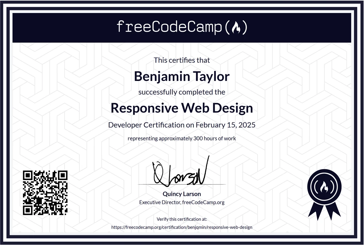 Responsive Web Design certificate.