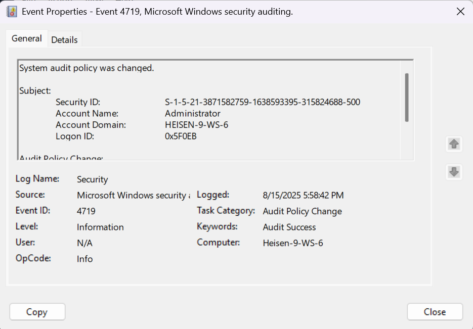 Configuring event logs