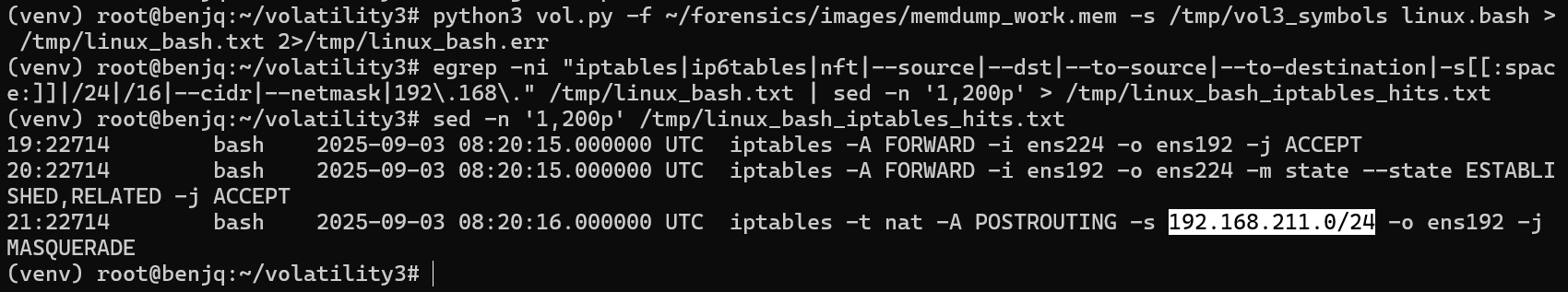 linux.bash output