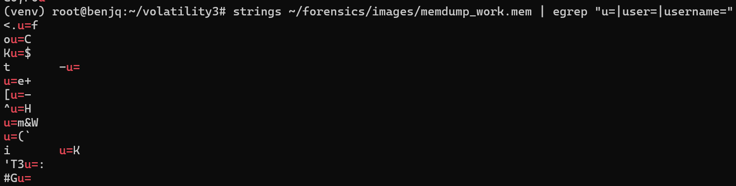 strings egrep for username