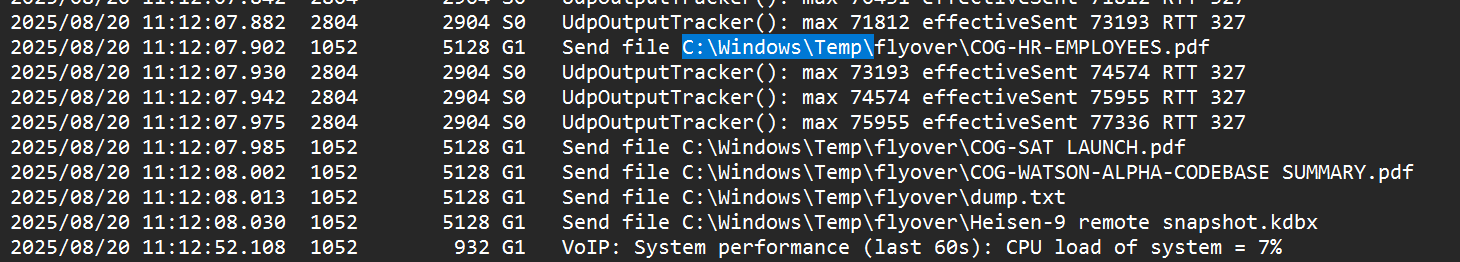 Start of exfiltration