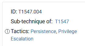 Persistence Subtechnique ID