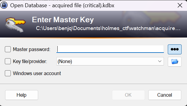Master password required