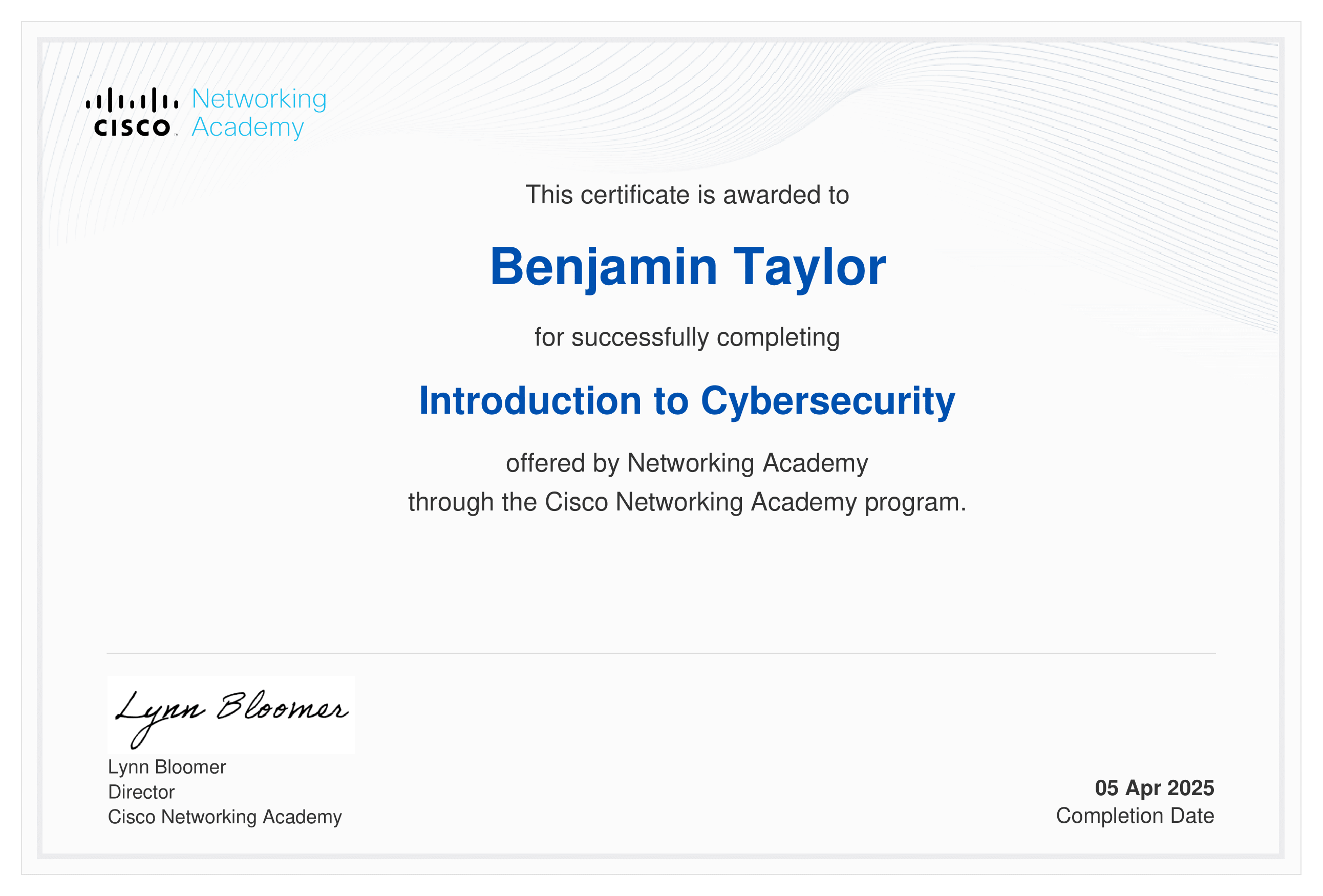 Cisco Intro to Cybersecurity